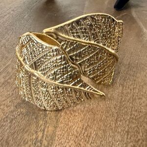 Boho Gold Leaf Design Cuff Bracelet